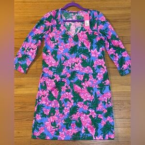 Lilly Pulitzer Medium NWT, Tessa 3/4 Sleeve, Vneck, ‘Cerise Pink Safari Sunset’
